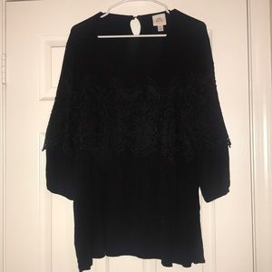Detailed Lace Black Blouse